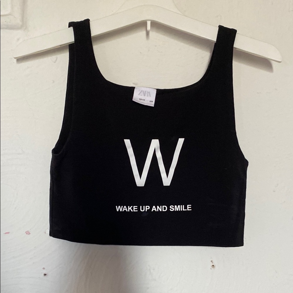 Zara Black and White Crop Tank Top